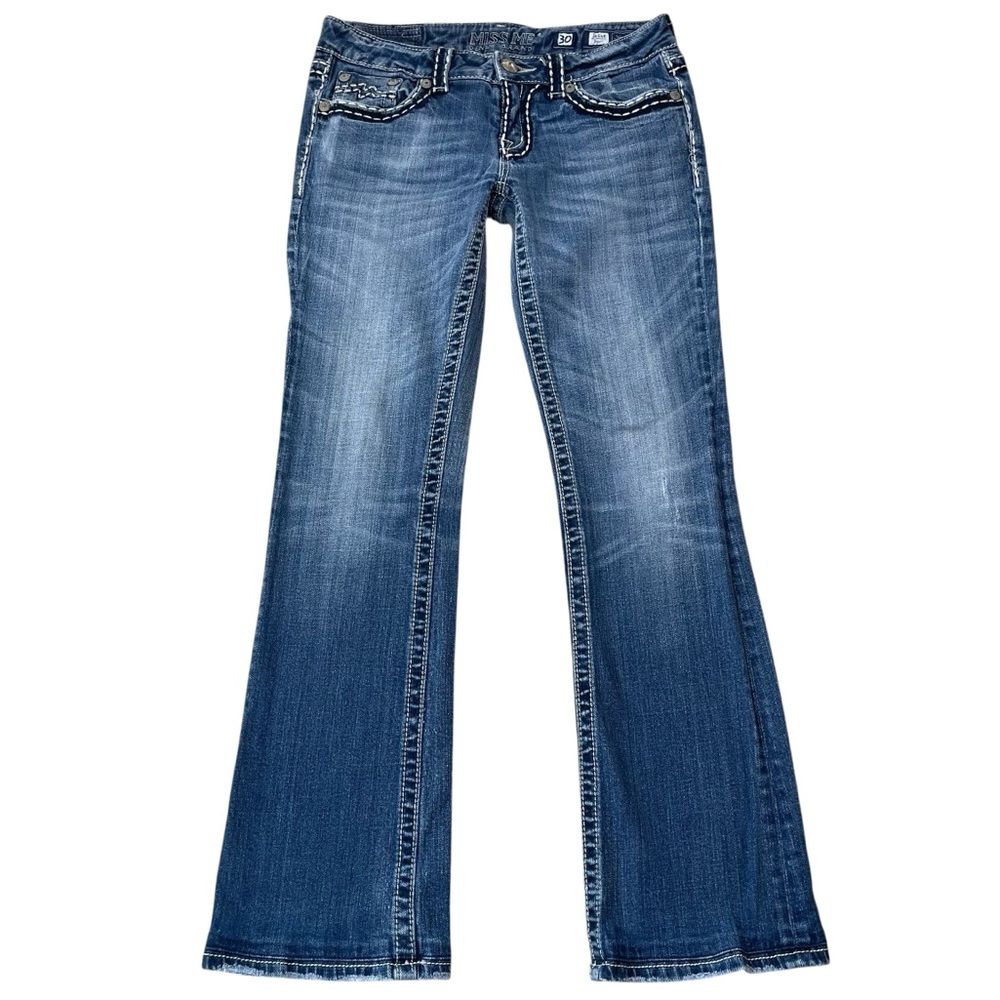 Miss Me Vintage Y2K Irene Boot Low-Rise Embroidered Stitch Denim Jeans Size 30